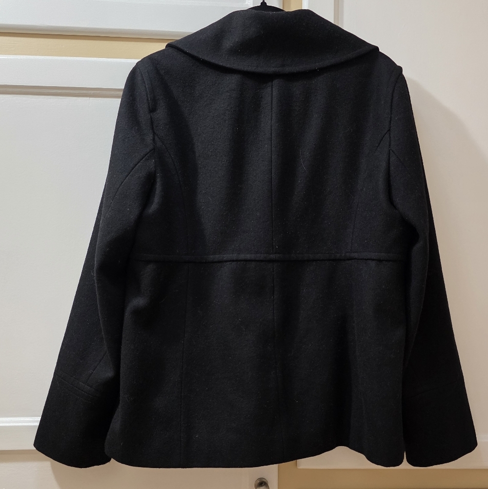 Michael Kors Classic Black Double-Breasted Women's Pea Coat - Picture 3 of 10